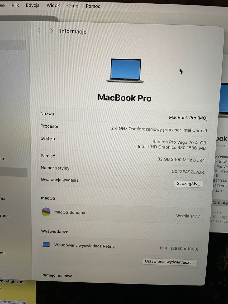 Apple MacBook 15 Pro i9 2,9GHz/32/1TB/Pro Vega 20/gwiezdna szarość