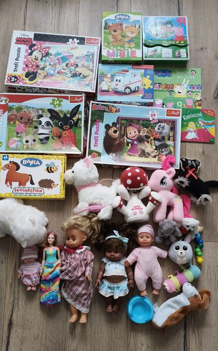 Puzzle, lalki, maskotki - cały zestaw