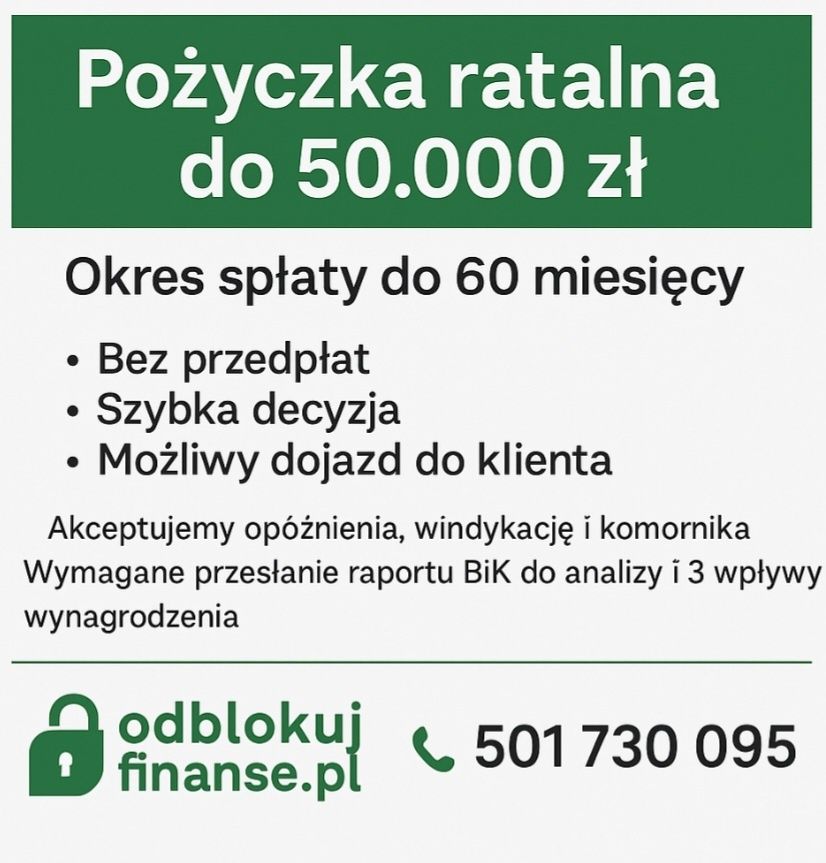Pożyczka konsolidacyjna, kredyt oddłużeniowy, spłata chwilówek cała PL