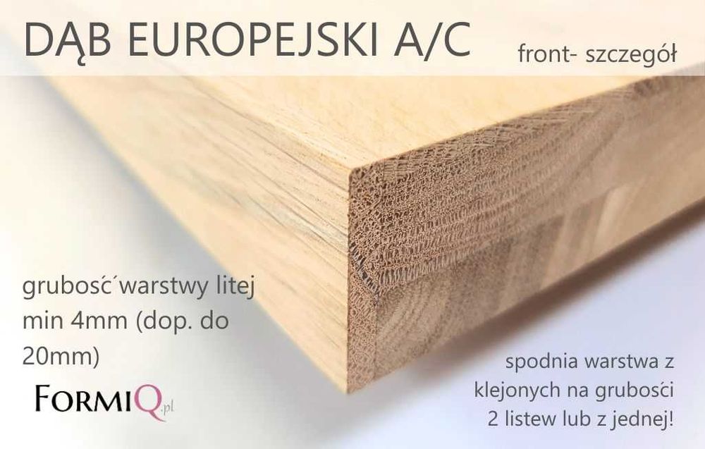Blat dębowy mikrowczep z pogrubianym rantem 1600x800x20/40