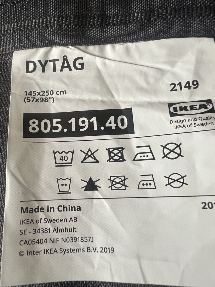 100% len zasłona ciemnoszara Ikea, 145/250