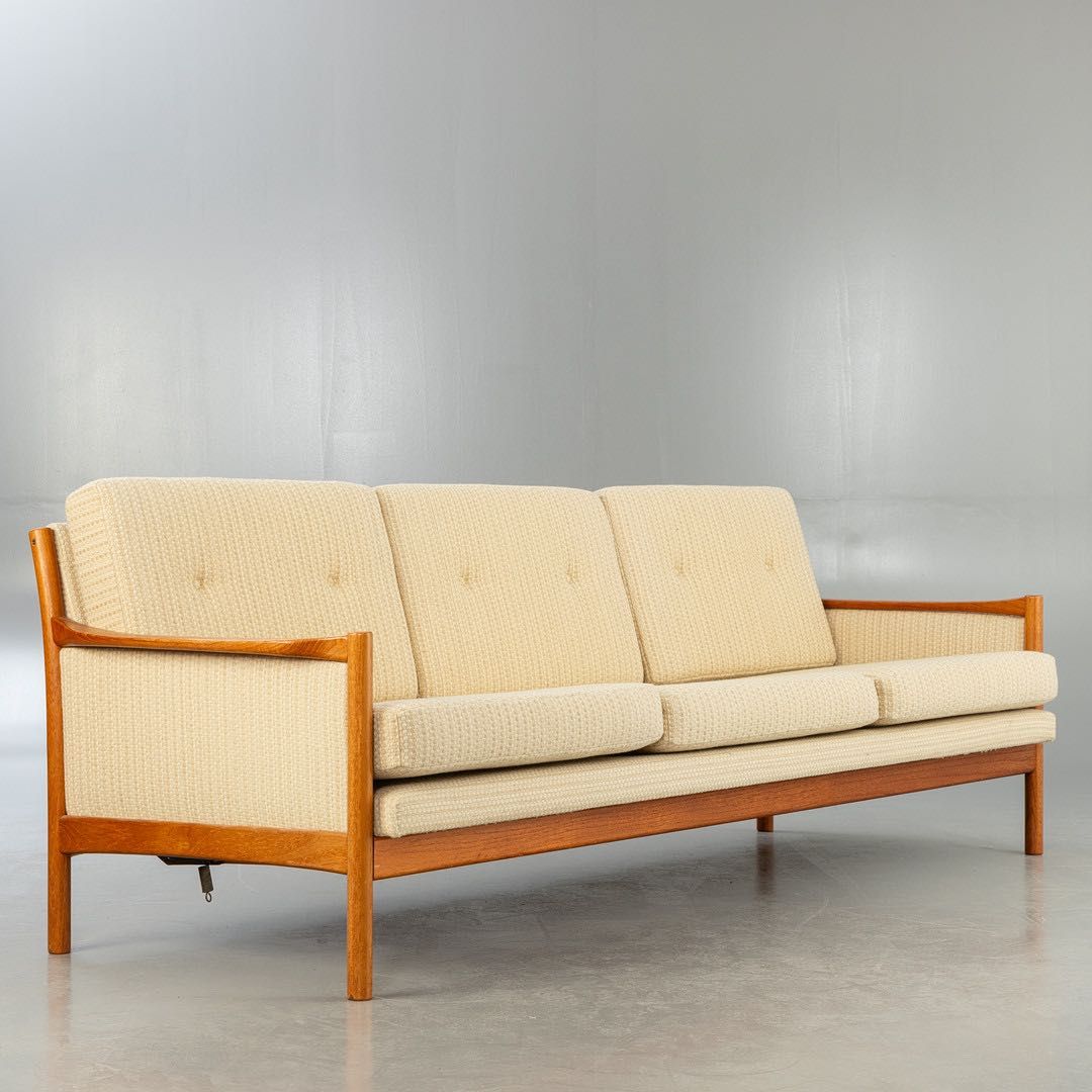 Sofa 3-osobowa | rama z drewna tekowego | Dania 1960s