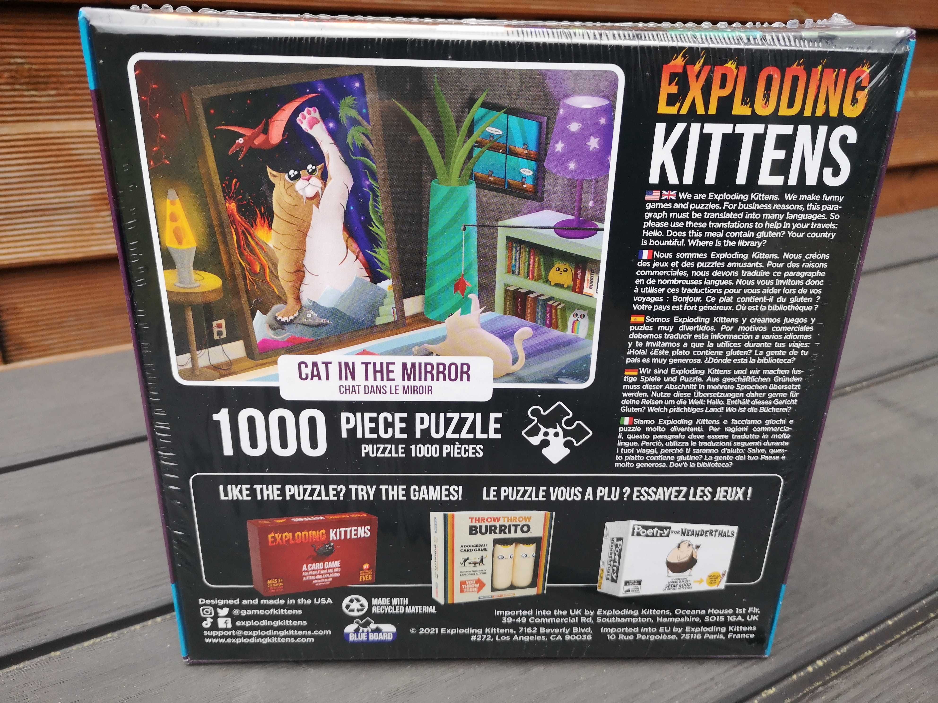 Puzzle 1000 Exploding Kittens NOWE folia Cat in the Mirror koty