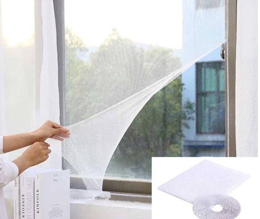 MOSKITIERA  NA OKNO okienna siatka na owady KOMARY + RZEP 150x130cm