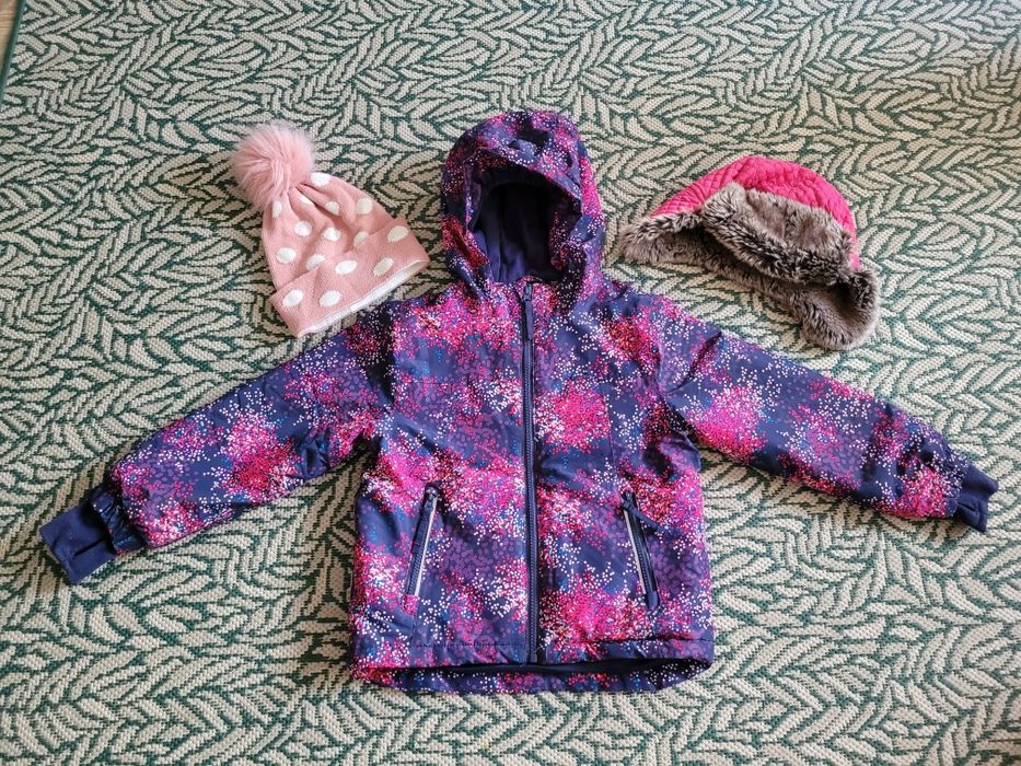 Kurtka zimowa narciarska 110/116 czapka zimowa