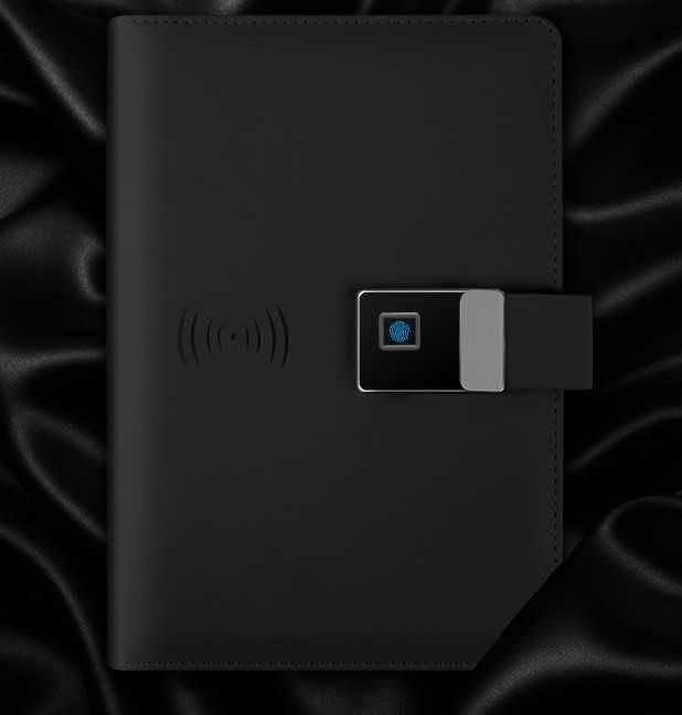 Смарт-блокнот с отпечатком Lockbook, беспроводная зарядка и USB 16GB.