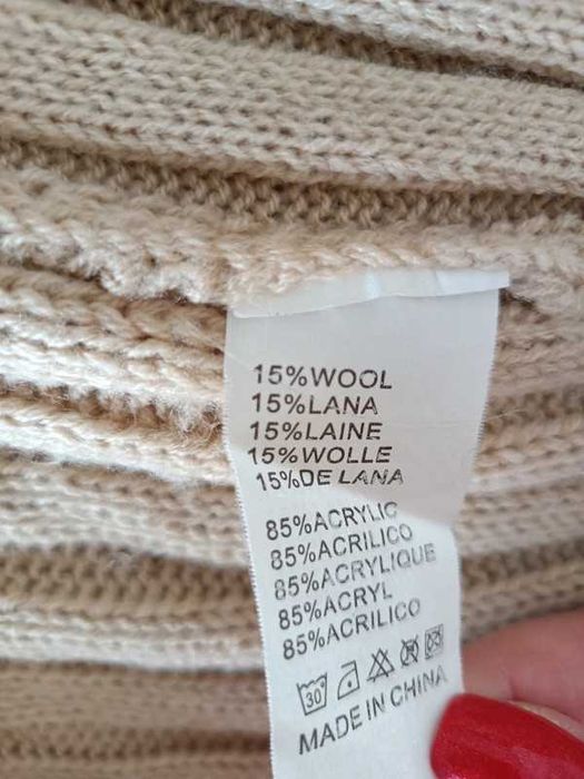 kamizelka narzutka  z wełną ażurowe plecy retro vintage M-XL