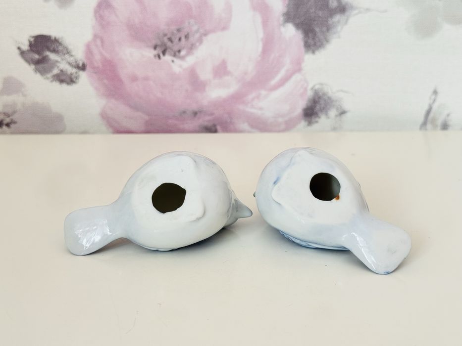 Figurka ptak,porcelanowe niebieskie ptaszki Royal Copenhagen