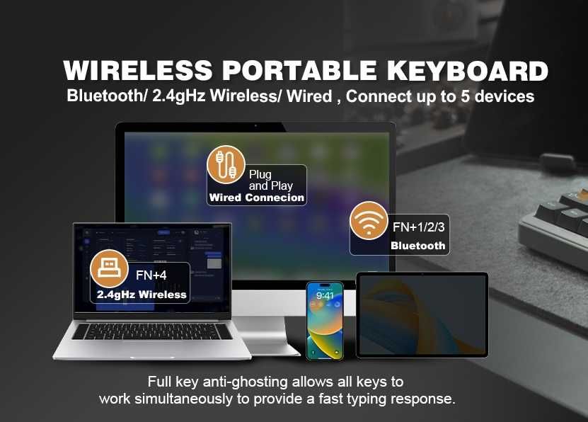 Механічна клавіатура YUNZII B75 PRO бездротова bluetooth з підсвіткою