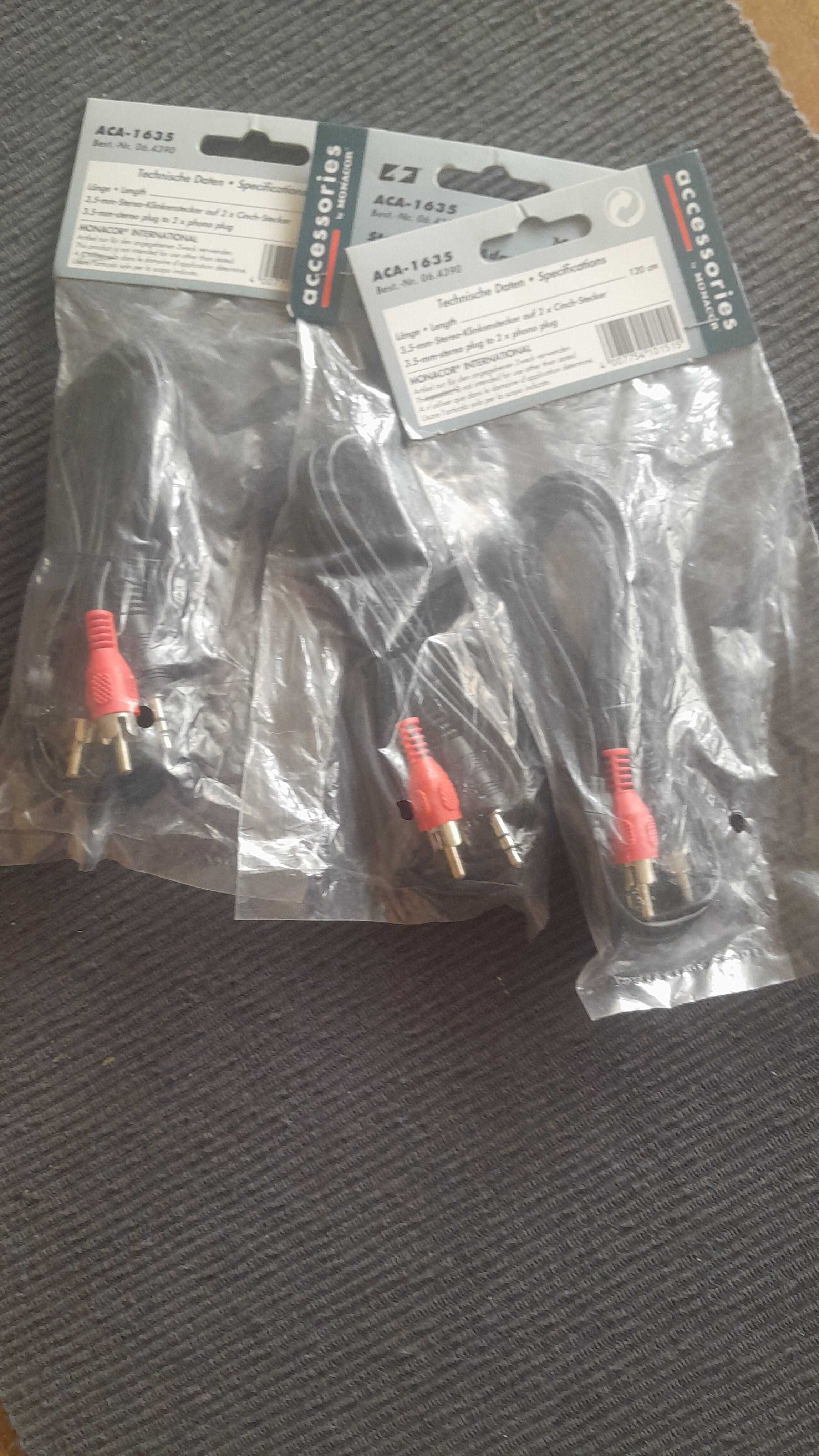 Kabel Monacor ACA - 1635 2 x RCA i 1 x mini jack 3.5 mm. Stereo
