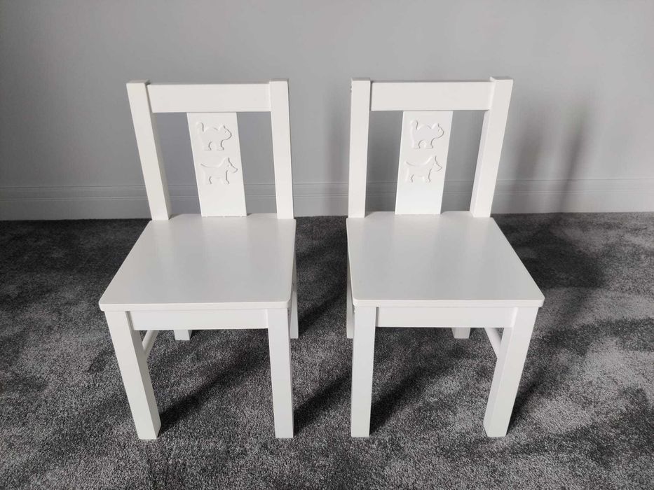 IKEA ZESTAW KRITTER stolik +2x krzesełko, BIAŁY