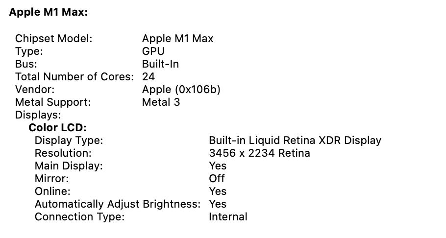MacBook Pro 16 2021 24-Core GPU M1 MAX 64GB 1000GB 100%