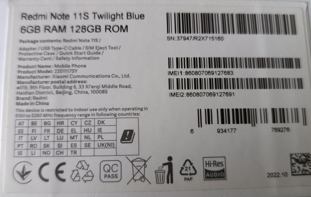 смартфон Xiaomi Redmi Note 11 S, 6/128