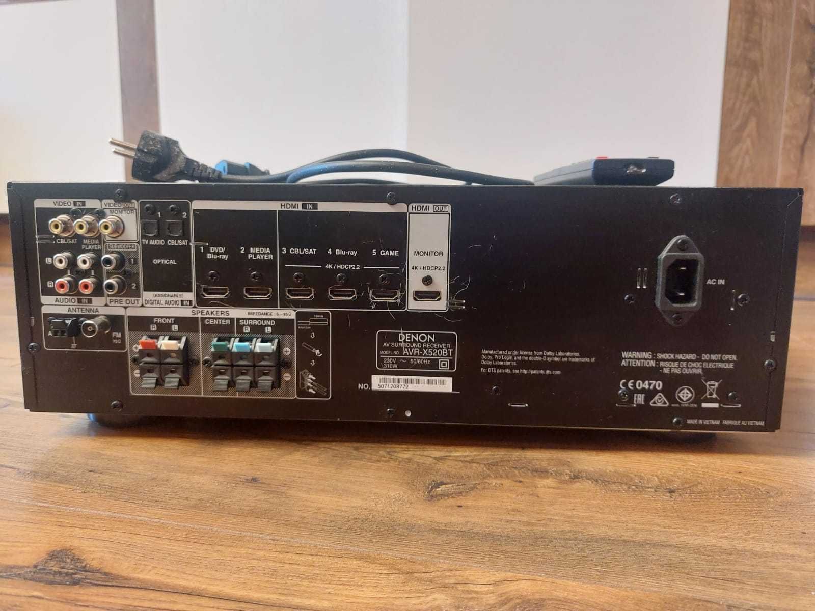 DENON AVR-X520BT + Kolumny głośnikowe M-AUDIO HTS-700