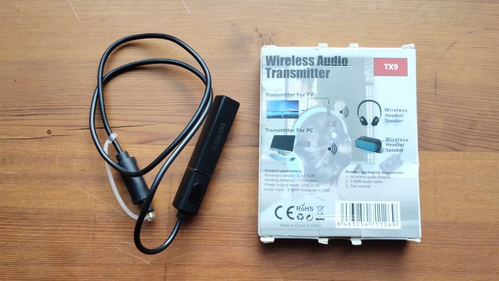 Transmiter Bluetooth 5.0 UGREEN ze złączem optycznym / Toslink, aptX