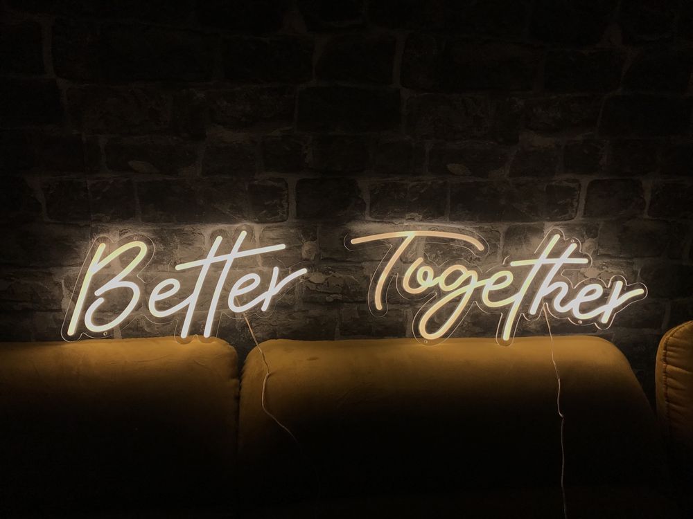 Napis led neon better together na imprezy okolicznosciowe