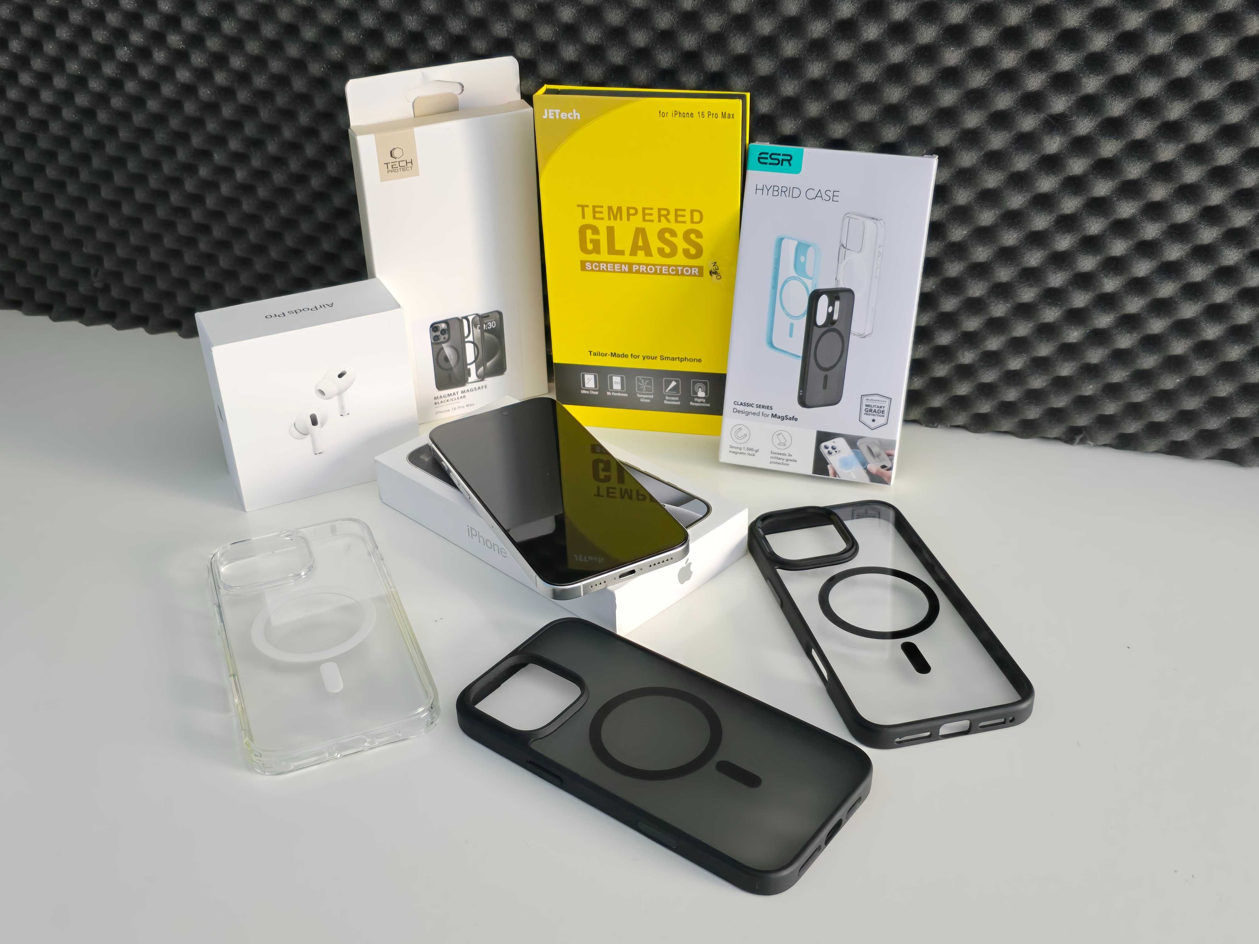 Iphone 16 Pro Max 512GB Biały| AirPods Pro 2 ANC|Etui 3szt.|