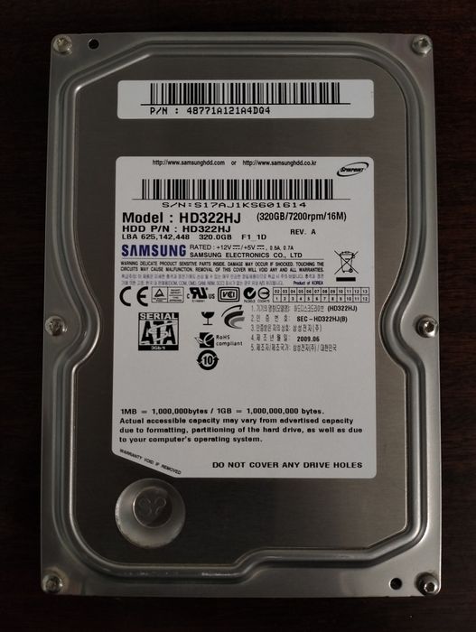 Disco HDD Sata 320gb Samsung 7200rpm