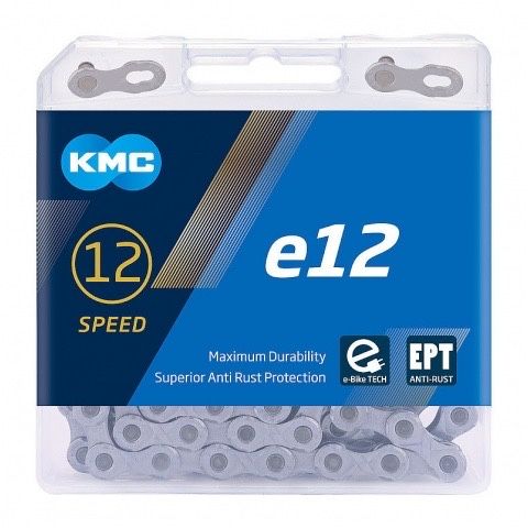 Łańcuch KMC e12T do rowerów elektrycznych 130 ogniw, 12 biegów, BOX