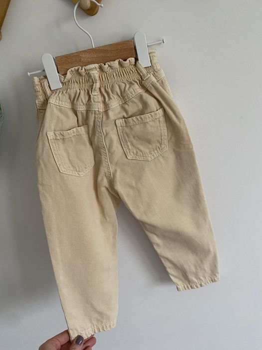 Spodnie zara 86 morelowe wysoki stan paperbag