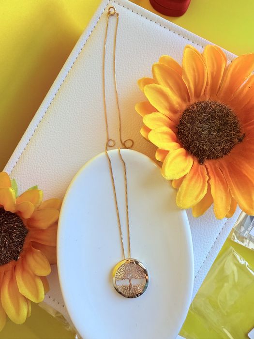 Colar arvore da vida semijoias com banho de ouro