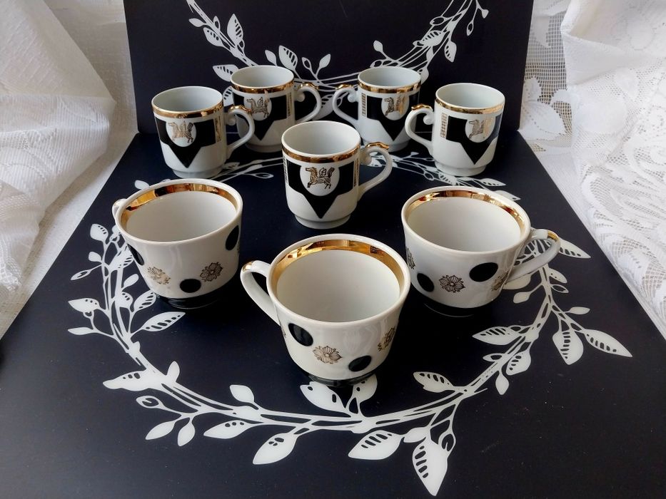 Чорно-біла порцеляна широка полоса позолоти Суми Городниця Вербілки