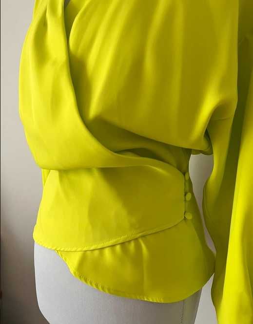 Limonkowa bluzka z długim rękawem. Zara. Rozmiar S. Nowa