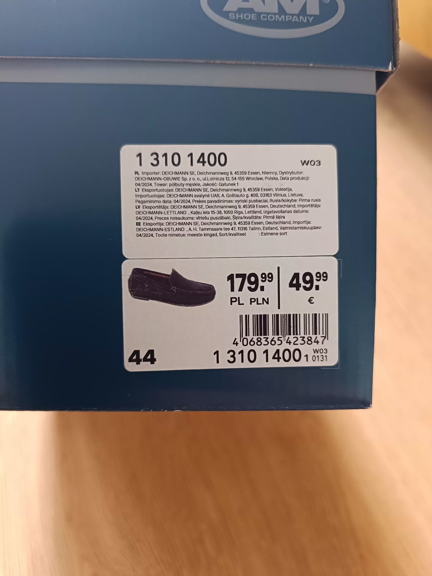 Męskie czarne mokasyny 44