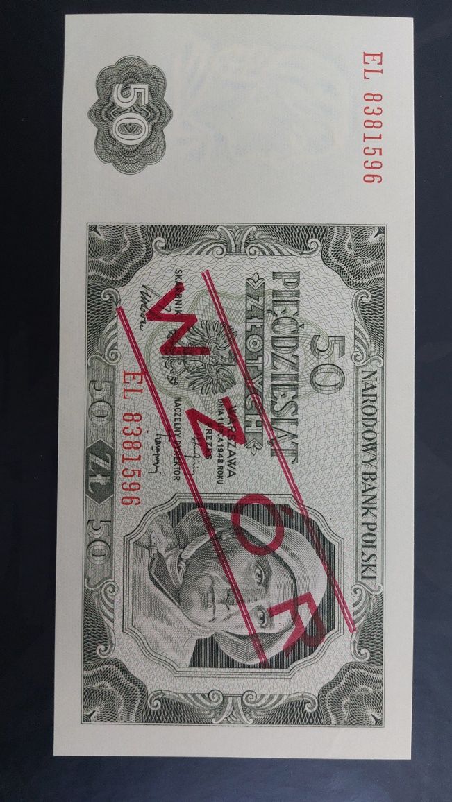 50 złotych 1948 wzór stan 1 UNC banknot kolekcjonerski