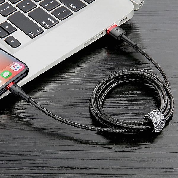 Kabel Baseus Cafule USB-A / Lightning 1.5A QC 3.0/2 m - czarno-czerwon