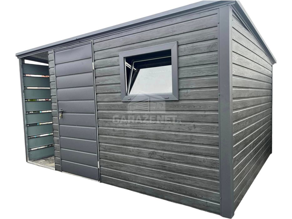 Schowek Domek Ogrodowy 3X2,5 Wiata 1X2,5M Antracyt Dach Spad Tył Ts834