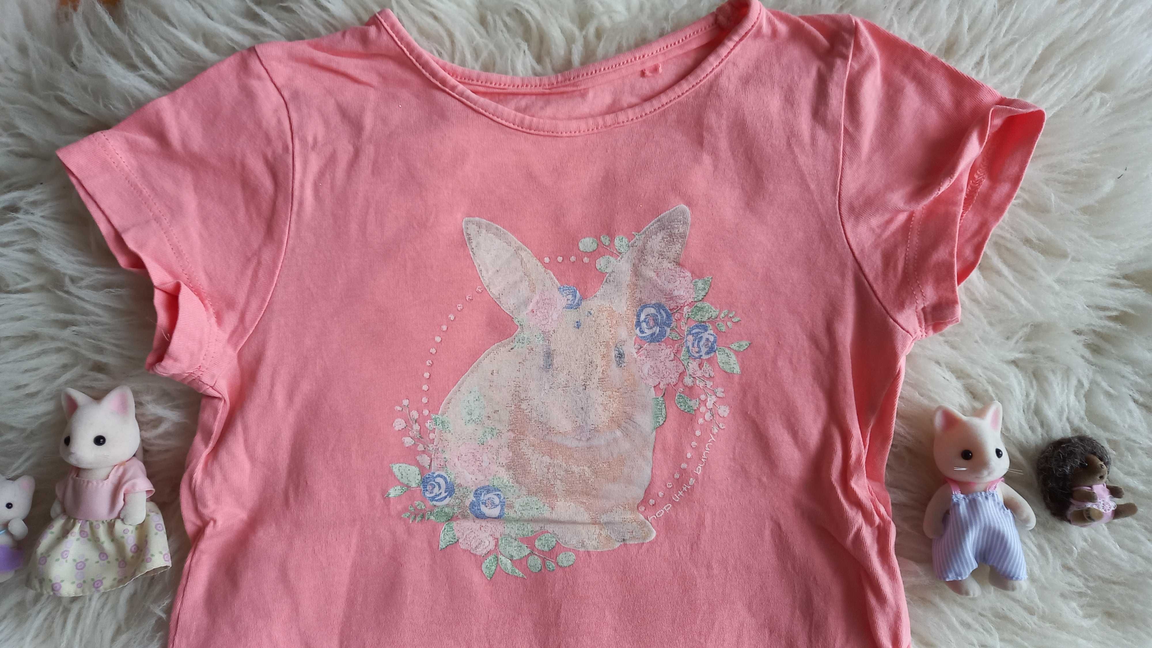 Różowa koszulka z królikiem Lupilu T-Shirt na lato - rozmiar 110/116