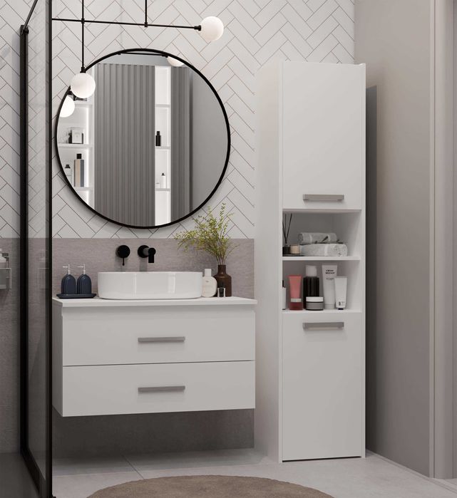 Szafka łazienkowa NEL 80 Wisząca 80 CM Pod Umywalkę 2 Szuflady BIAŁA