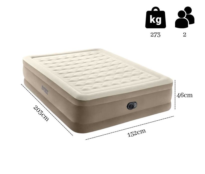 Materac Dmuchany Dwuosobowy z Pompką Elektryczną INTEX 64428 H=46cm