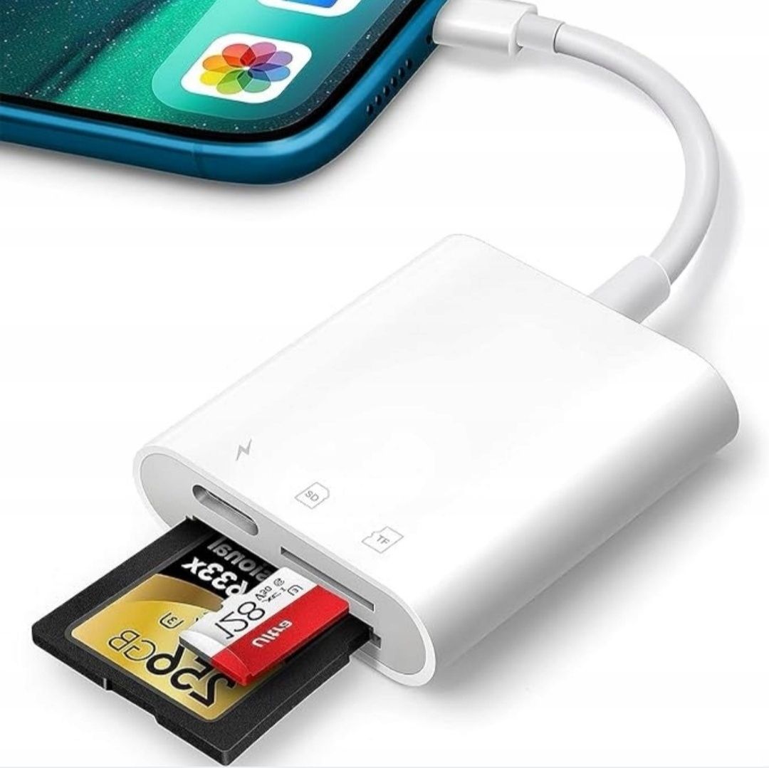 Czytnik kart do  iPhone  LIGHTNING adapter  przejściówka  MICRO SD/TF