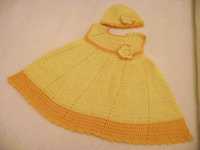 Vestido croché amarelo para menina 12 meses NOVO