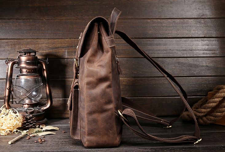 Мужской темно-коричневый кожаный рюкзак ручной работы. Натуральная !