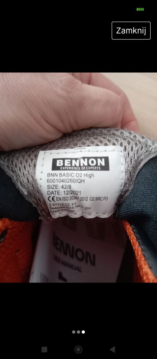 Buty robocze męskie firmy Bennon 42