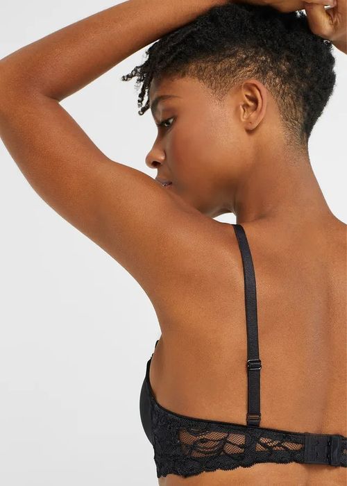 B.P.C biustonosz usztywniany czarny na fiszbinie z koronką ^75B