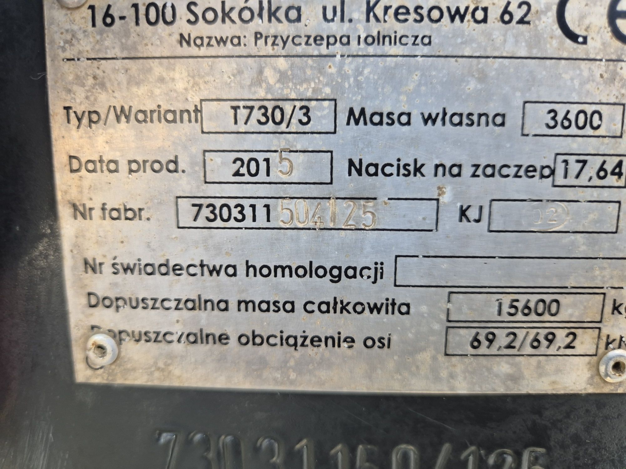 Przyczepa Tandem Metalfach T730/3 12 ton