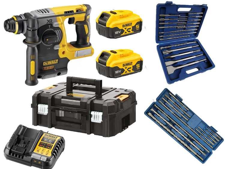 Młotowiertarka  Dewalt DCH273p2 2x 5ah 18 v Akcesoria Dłuta Wiertła