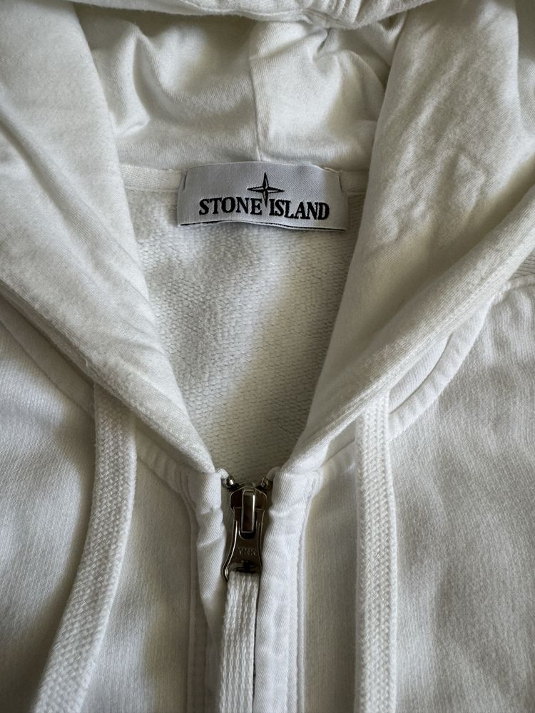 Stone Island біла худі на блискавці , Л (оригінал, майже нова)