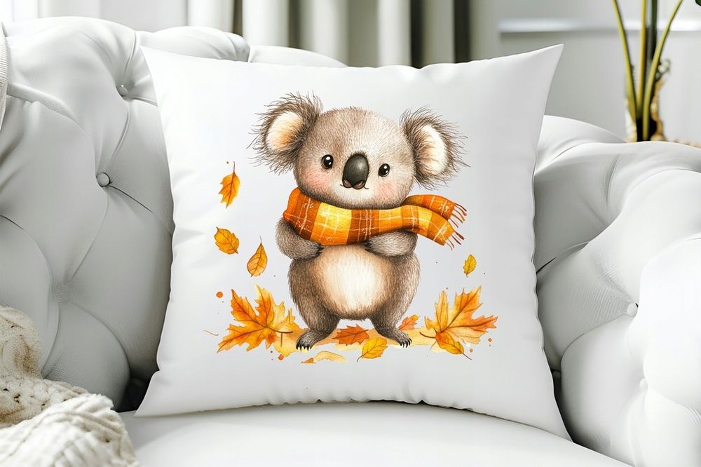 efektowna poszewka na jasiek poduszka słodka koala jesień 37x37cm pols