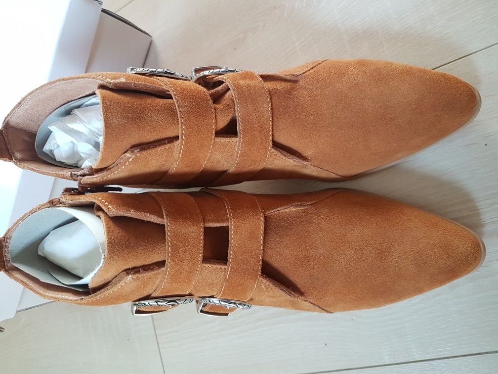 Nowe buty damskie za kostkę sztyblety 41 Promod  muszkieterki zamsz