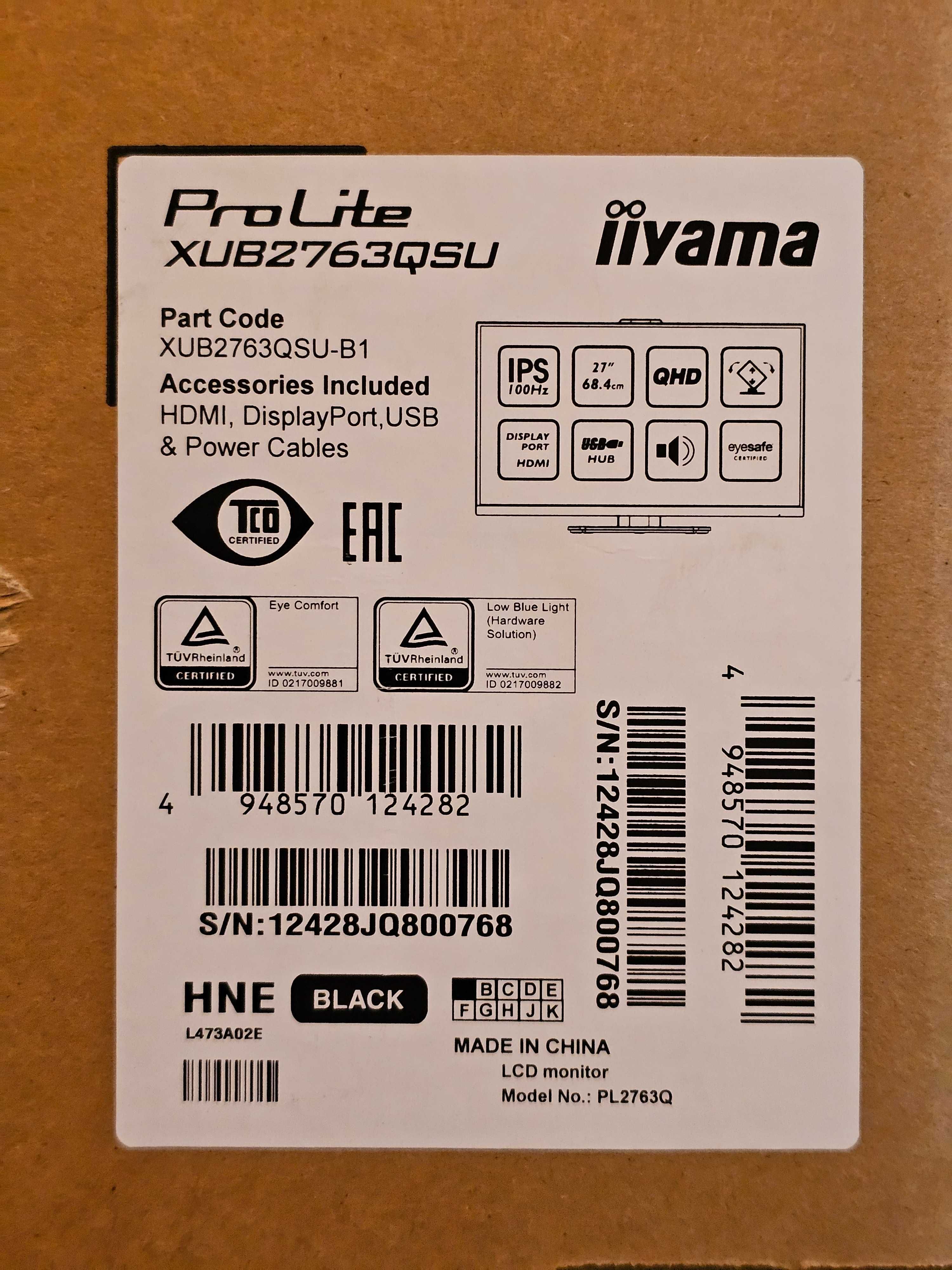 Monitor Iiyama 27" ProLite XUB2763QSU-B1