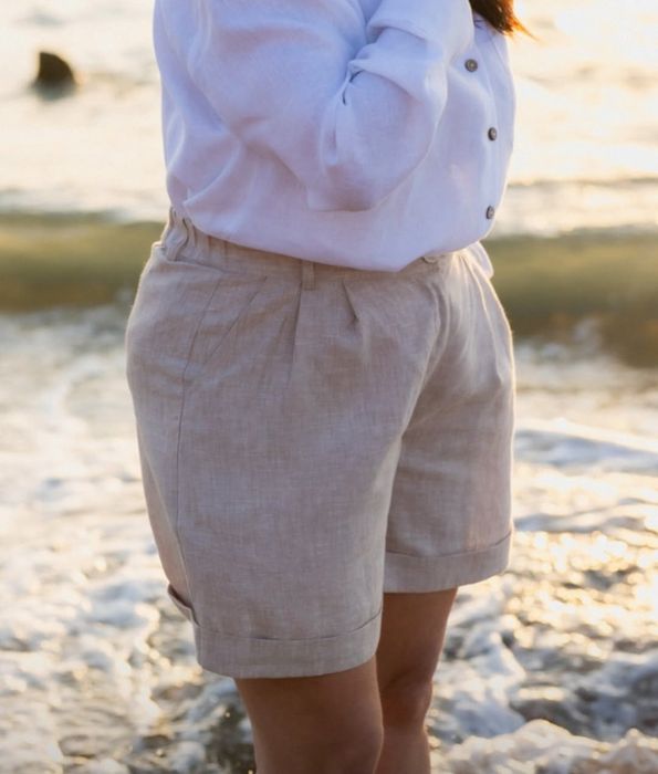 Bermudy spodenki lniane L