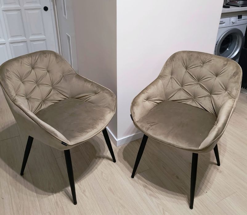 Dwa krzesła welurowe. Nowe - 2 lata gwarancji