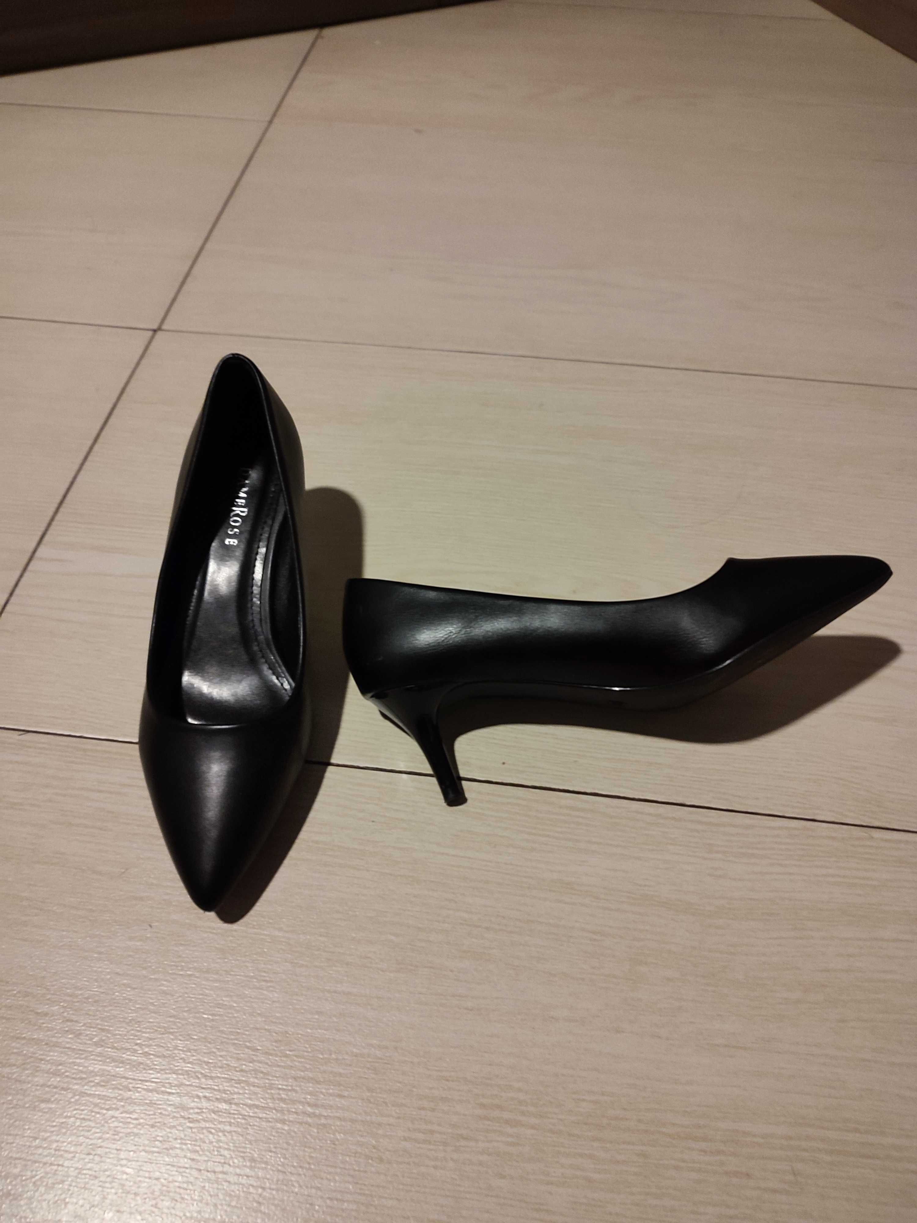 Szpilki czarne studniówka r.38, obcas 6 cm