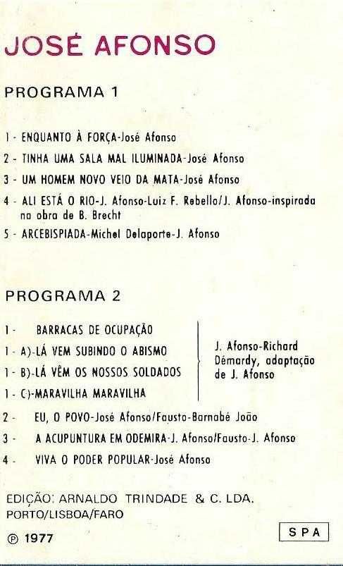José Afonso	- - - - -		Enquanto Há Força	- - - - -	K7