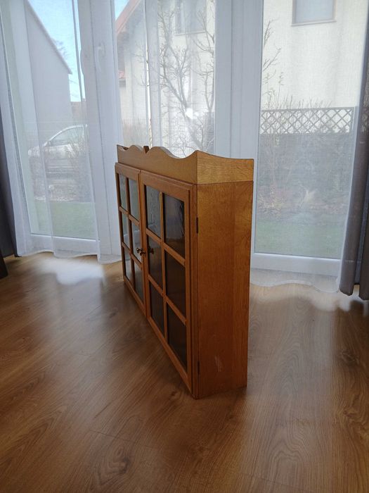 Dębowa szafka z koroną wisząca komoda regał półki Lodowe szyby Szwecja